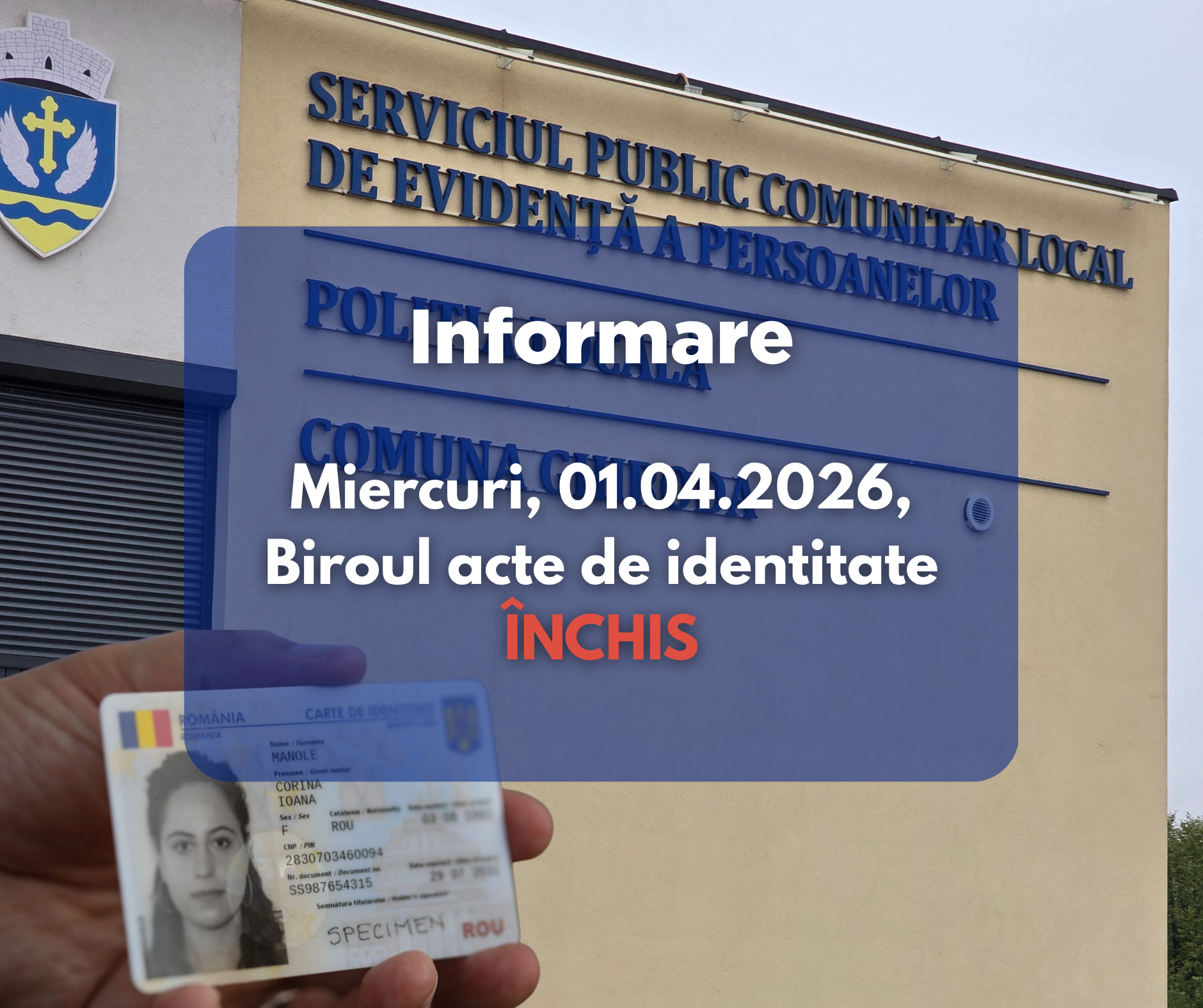 Anunț - Birou acte de identitate